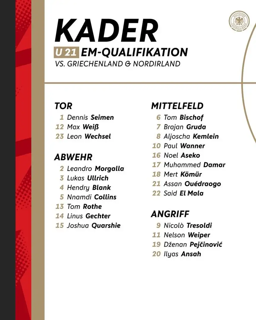 Tom Bischof called up to Germany U21 for Euro qualifiers vs Greece and Northern Ireland