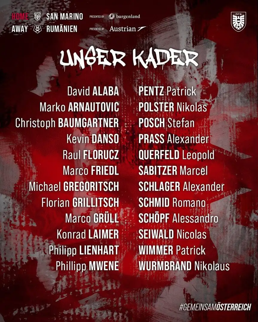 Official: Austria Call Up David Alaba for World Cup Qualifiers