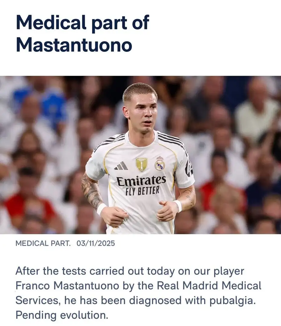 Franco Mastantuono sidelined: Real Madrid rocked by fresh injury blow