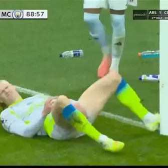 Man City goal ruled offside after VAR; Haaland suffers injury scare in frantic sequence