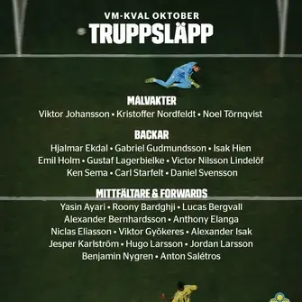 Roony Bardghji named in Sweden’s squad for World Cup Qualifier group stage