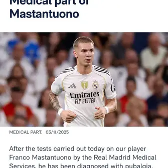 Franco Mastantuono sidelined: Real Madrid rocked by fresh injury blow