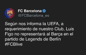 Barcelona ask UEFA to drop Luis Figo from Berlin Legends match photo