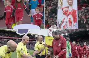 Diogo Jota shares wholesome moment as his kids walk out with Liverpool at Anfield photo